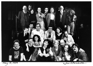 The original cast and crew of God Bless You, Mr. Rosewater - plus Kurt Vonnegut (center), Howard Ashman (front row, second from left), and Alan Menken (front row, far right). Photograph © Jill Krementz; all rights reserved.
